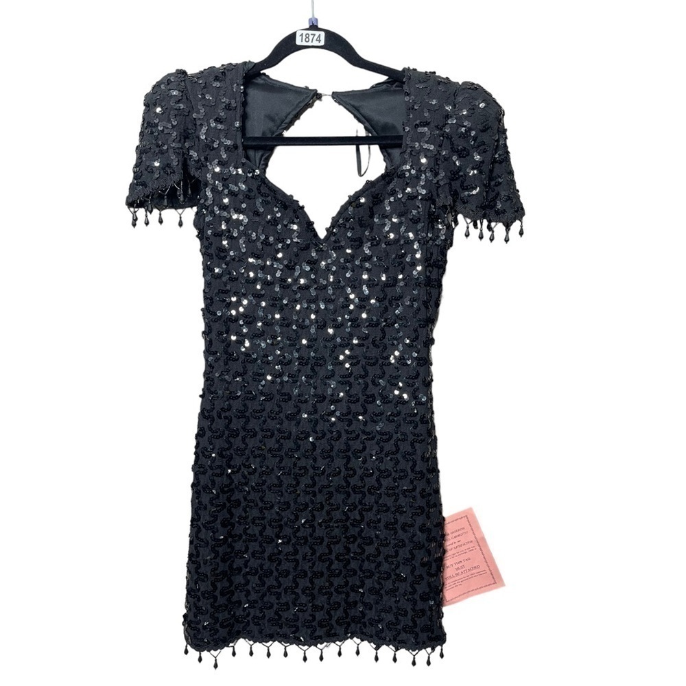 VINTAGE Black Sequin Dress Lisaro & Co